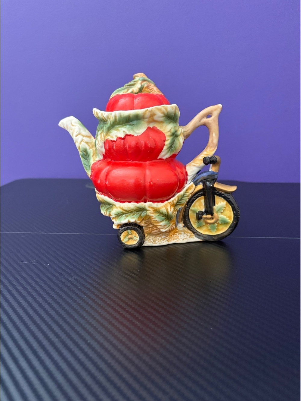 Apples on Tricycle Ceramic Teapot